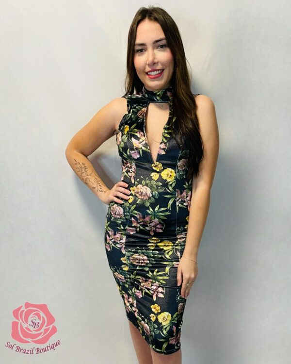 Vestido Estampado Aveludado Carol Catupy